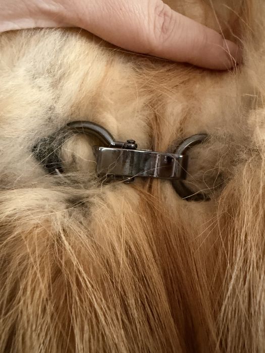 Blana naturala de iepure cu guler de vulpe polara