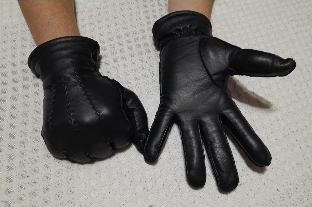 Mănuși Noi din piele naturală îmblănite, toamnă - iarnă, nr. 7 sau S/M