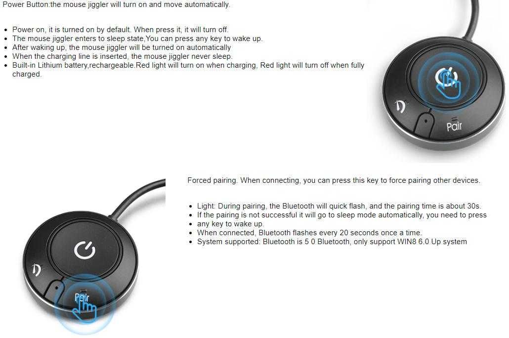 Moji AirDrive BLUETOOTH Mouse Jiggler сБатерия Mouse Mover Неоткриваем