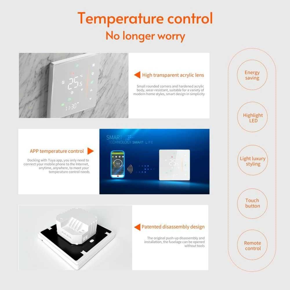 Termostat de camera WIFI, control din aplicatie, Alexa, Google Home