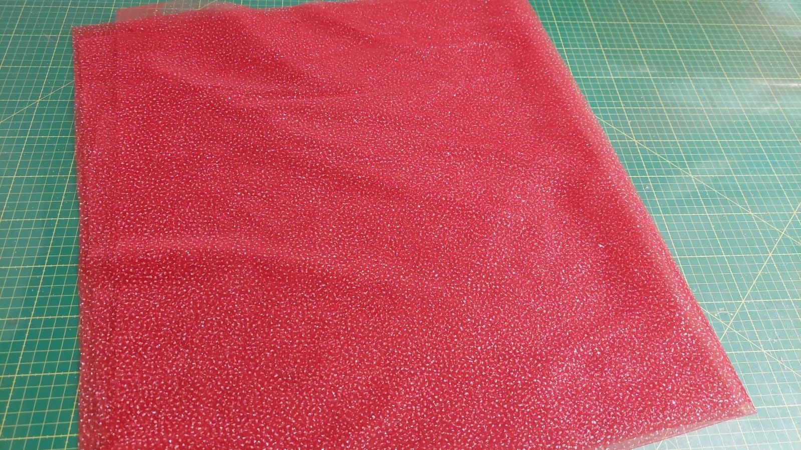 Material textil rosu sclipici Tul tulle ornament decor Craciun funda