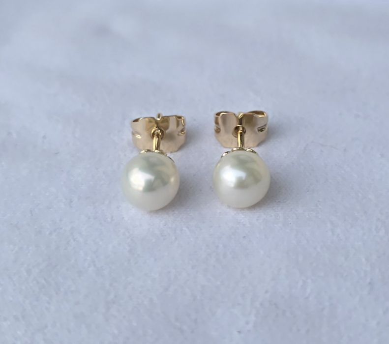 Cercei din aur galben 14k cu perle de cultură