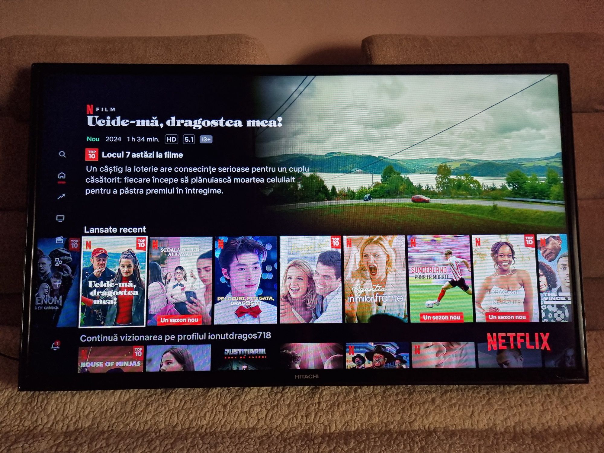 Smart Tv Hitachi 102cm, Stare impecabila, Netflix, YouTube.