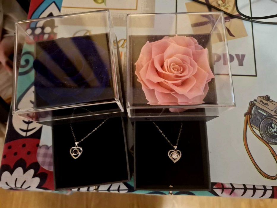 Lănțișor + pantaniv argint 925 + cutie depozitare + trandafir