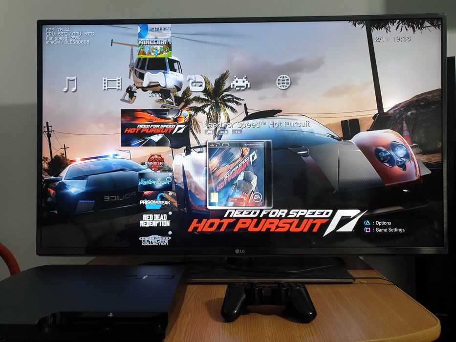 PS3 modat HEN 160 GB + 20 jocuri (GTA V, Red Dead, NFS, Spider-Man)