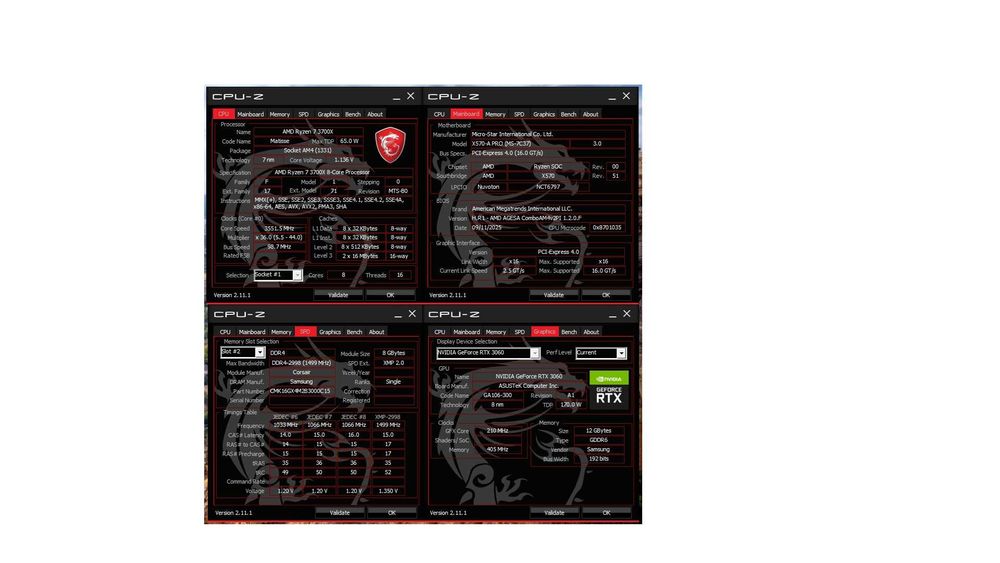 PC gaming Ryzen™ 7 3700x/ RTX 3060 12GB/ 32 Gb RAM/ SSD 240GB/ M2 1TB
