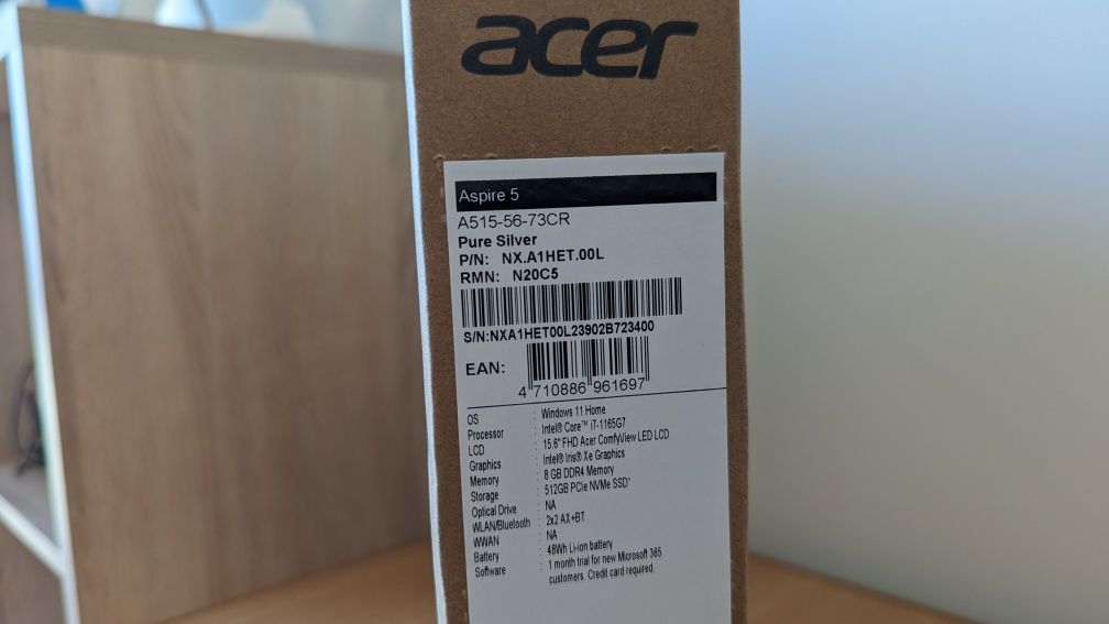 Acer Aspire i7, 8Gb RAM, 512 SSD Nou, in cutie