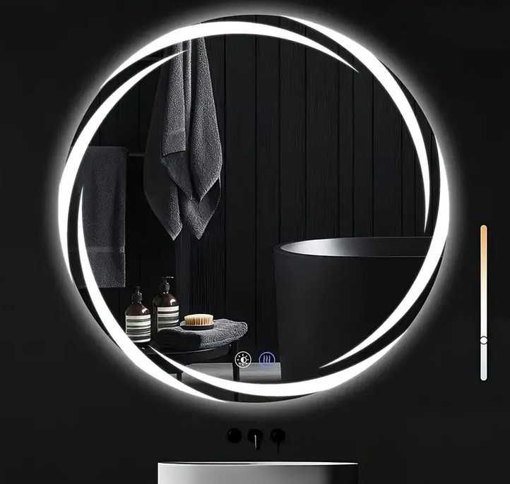 Oglinda Rotunda Iluminata Led, dimabila, reglaj culoare, dezaburire