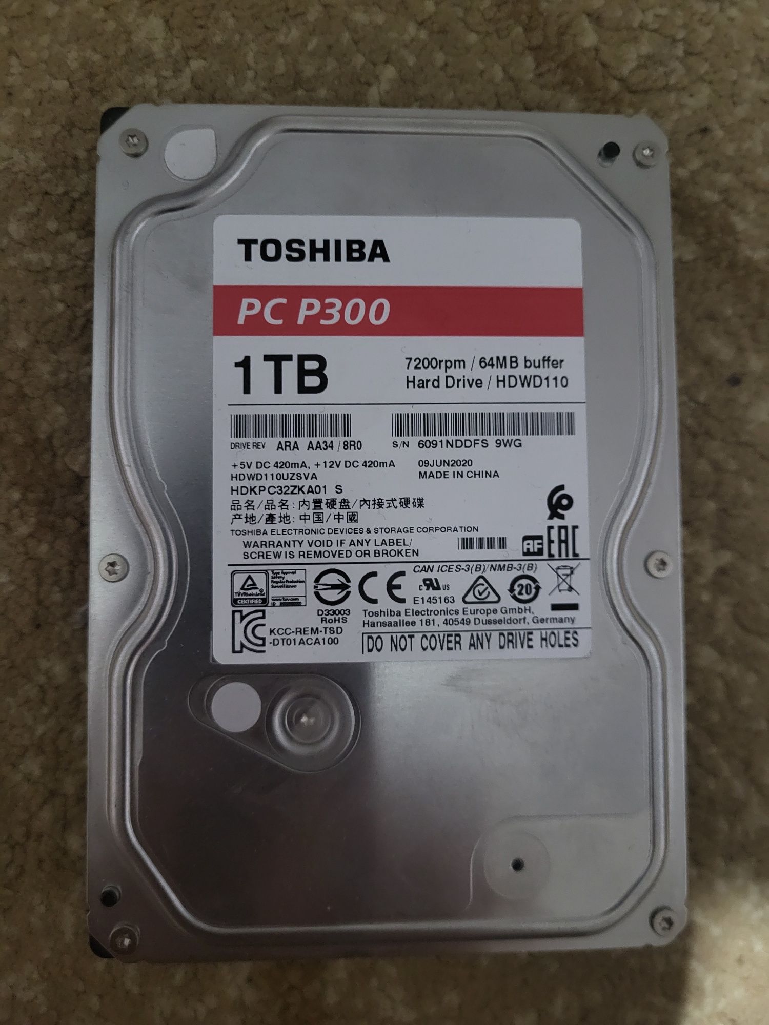 Продаётся жесткий диск TOSHIBA 1 Tb