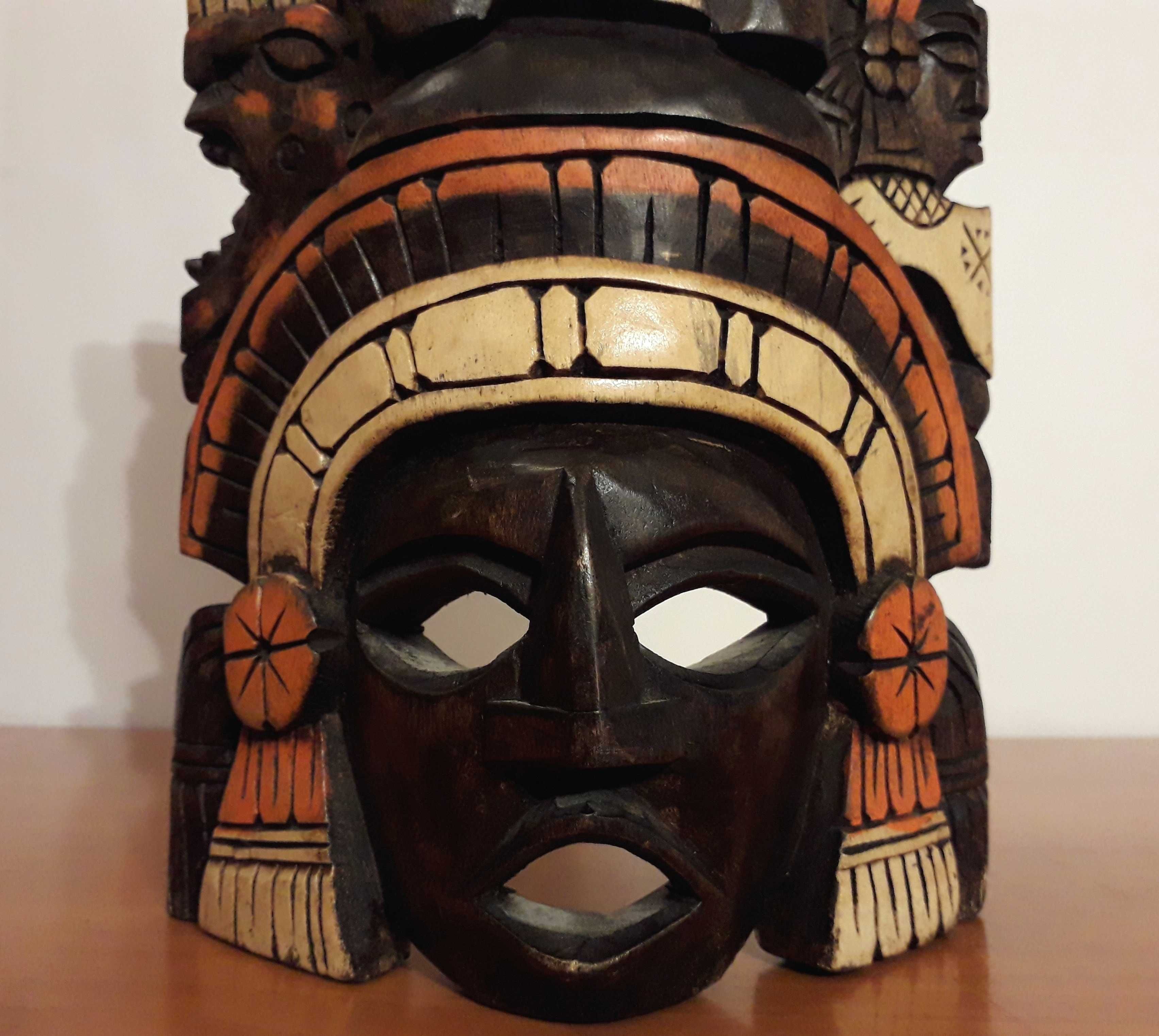 Masca veche maya sculptata in lemn exotic | Mexic