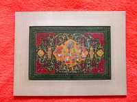 tablou rar pictura veche arta tibetana in relief,pe placaj-cadou deose