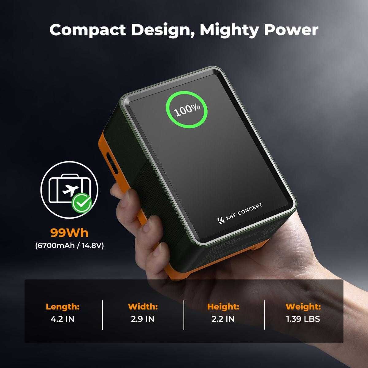99Wh 6700mAh V-Mount батерия K&F Concept