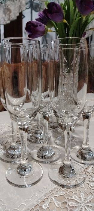 Фужеры для шампанского 21 см 6 - 12шт.Франция, хрустальные рюмки