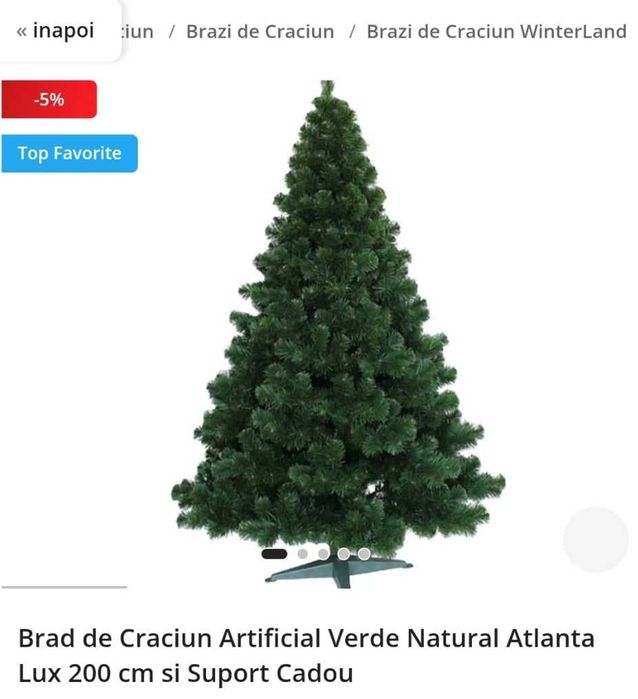 Brad de Craciun Artificial Verde Lux 200 cm, Suport