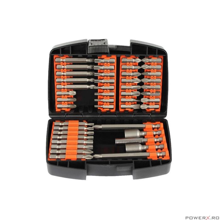 Set biti, cap surubelnita, adaptoare, 45 piese, Silver