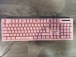Vând tastatură Baby Pink de gaming Scorpion+Căști Roz cu microfon