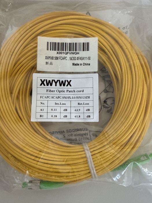 Cablu fibra optica patch 50m mono XWYWX SC LC ST FC - SM-DX-3.0-LSZH