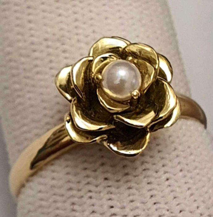 M60 Inel Aur 14K Cu Perla Naturala Akoya