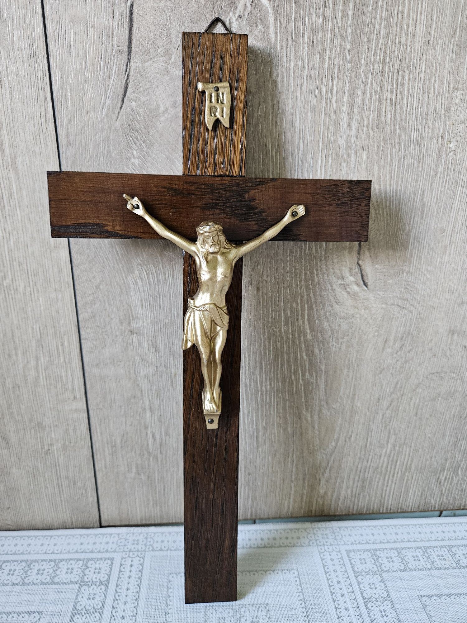 Crucifix lemn + metal ( anii 70)