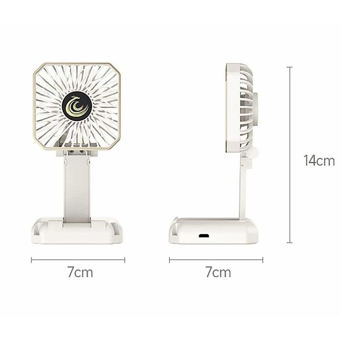 Ventilator Portabil Acumulator Incarcare USB Suport de Telefon Alb