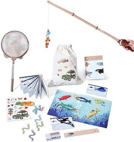 Нова Детска игра Риболов 33 части – въдица, рибки, мрежа, карти 3–5 г.