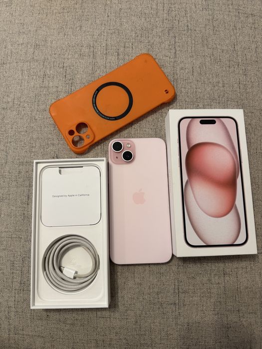 iphone 15 plus pink de 256gb, full box