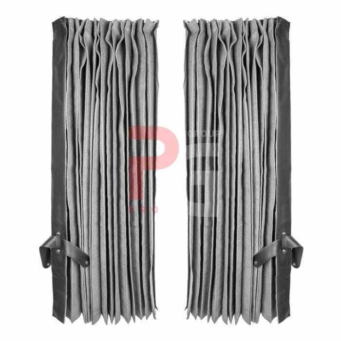 Пердета за камиони за предно стъкло и легло – 4 части – Сиво + Черно