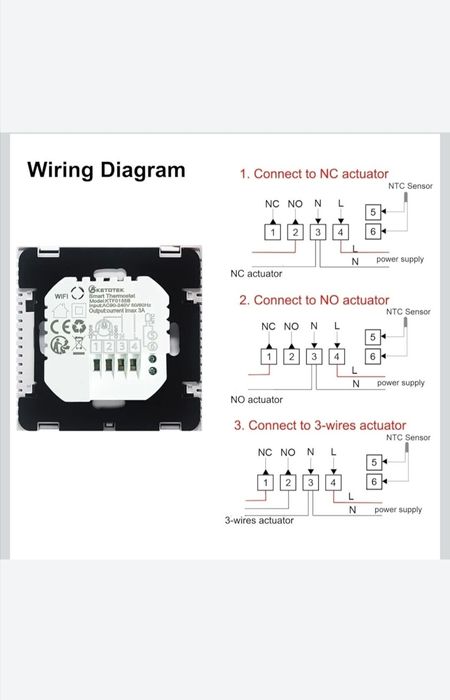 Termostat Ketotek Wifi, tuya, Centrala/ încălzire pardoseala