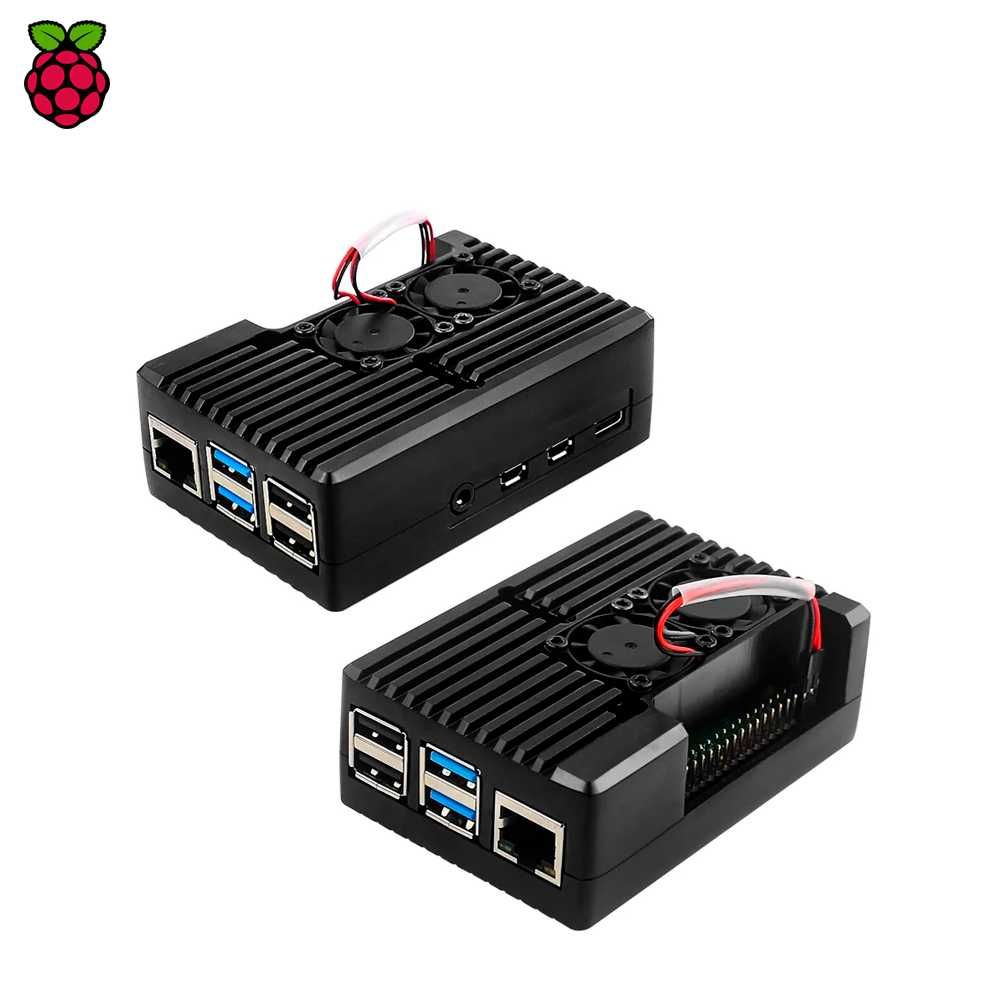Алюминиевый корпус с двойным активным кулером - Raspberry Pi 4