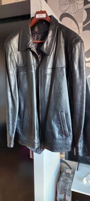 Мъжко кожено яке, черно 4XL