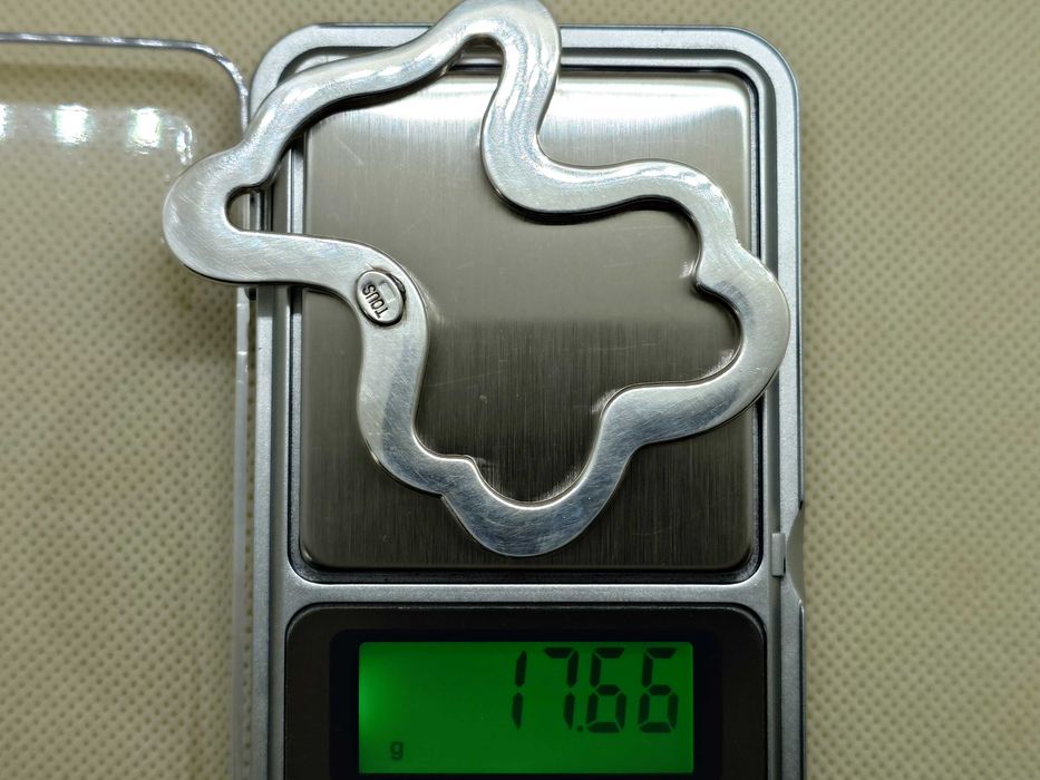 Pandantiv TOUS „ursuleț” contur mare + lanț TOUS — argint