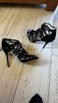 Sandale elegante, negre piele