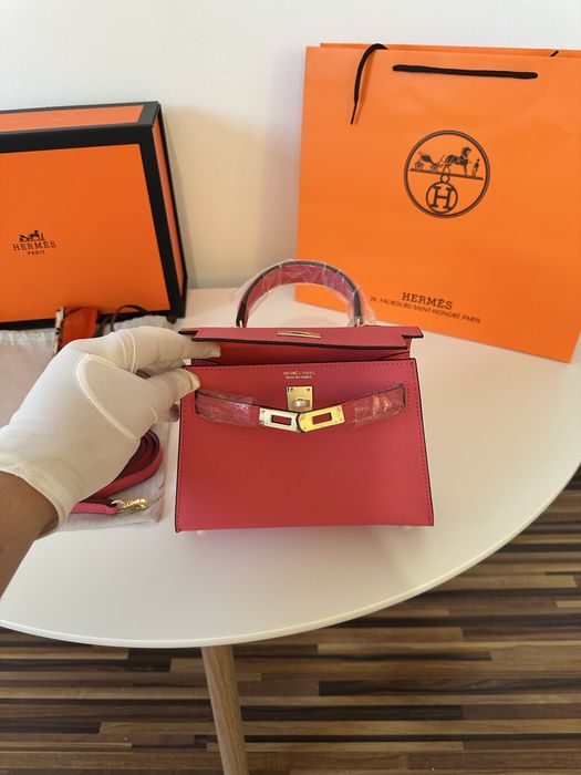 Geanta Hermes Kelly 19cm Roz
