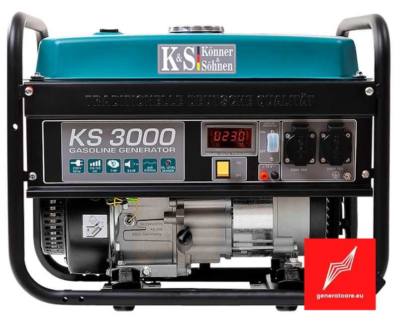 Generator de curent pe benzina monofazat 3.0 kW Konner KS 3000E