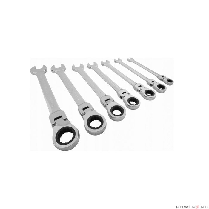 Set de 7 chei combinate, cu clichet, balama, 8-19mm, Verke