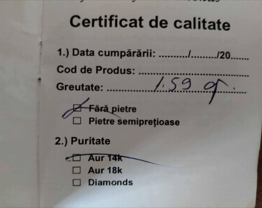 Vând cruciuliță aur 14 K