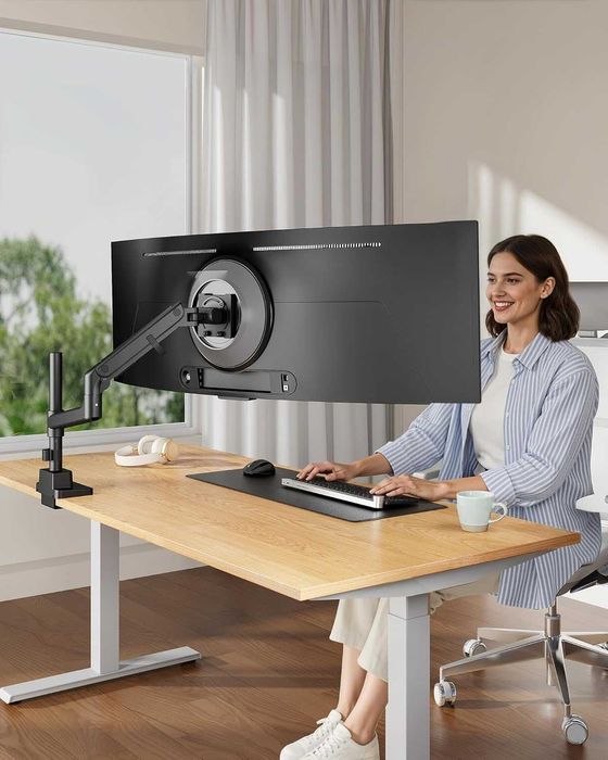 monTEK Стойка за ултраширок монитор 17-57 инча, до 27 кг, с USB, черна