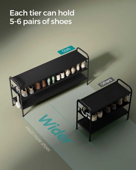 SONGMICS Стойка за обувки, 3-етажен органайзер за обувки