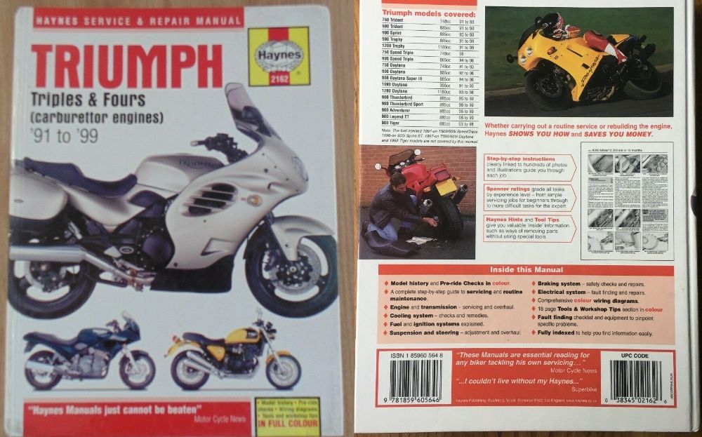 Manual moto Haynes Ducati V-Twins; Triumph Triples & Fours, Daytona