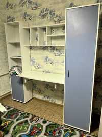 Детский шкаф бело-голубой