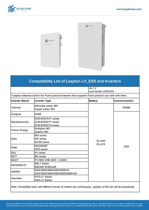 Baterie solara Leapton EL-A05 5.12 kWh 48V LFP(LiFePO4) BMS integrat
