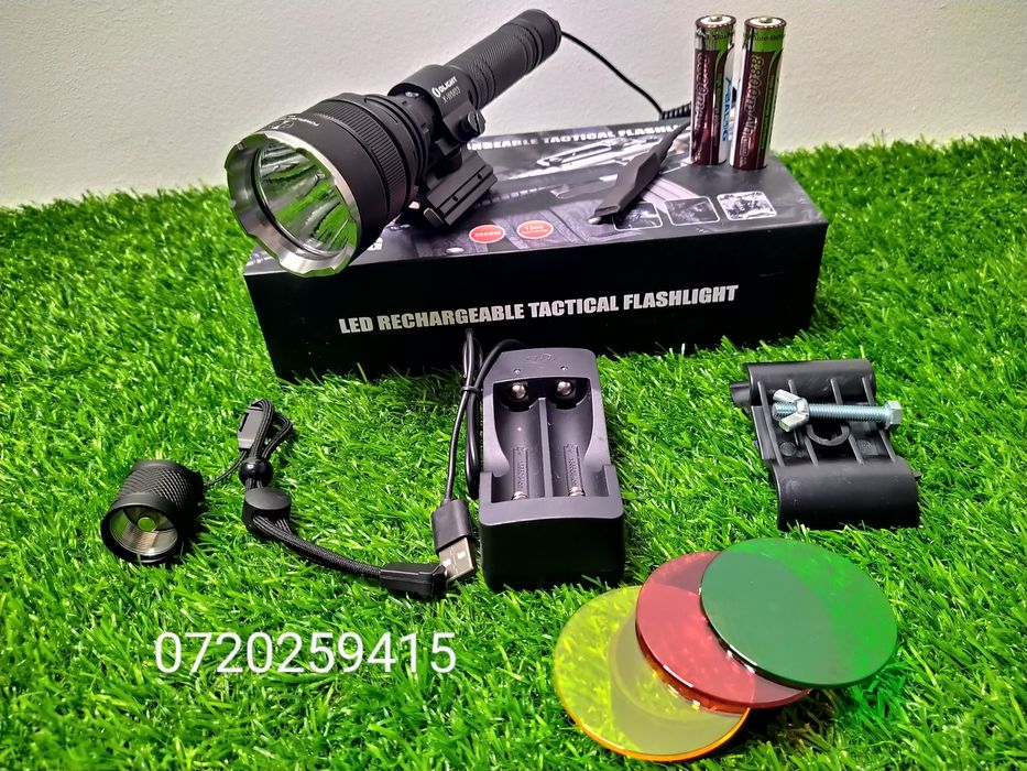 SET Lanterna Vanatoare TG 30W led Laser cu 3 filtre color, 1000 METRI