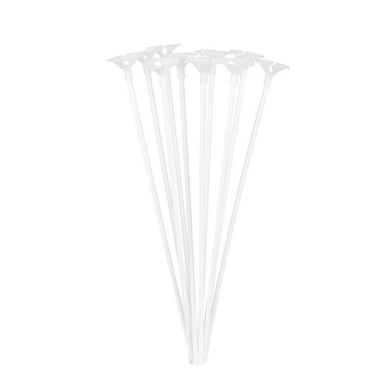 set 100 bete cu rozete plastic pentru baloane , alb , 42 cm