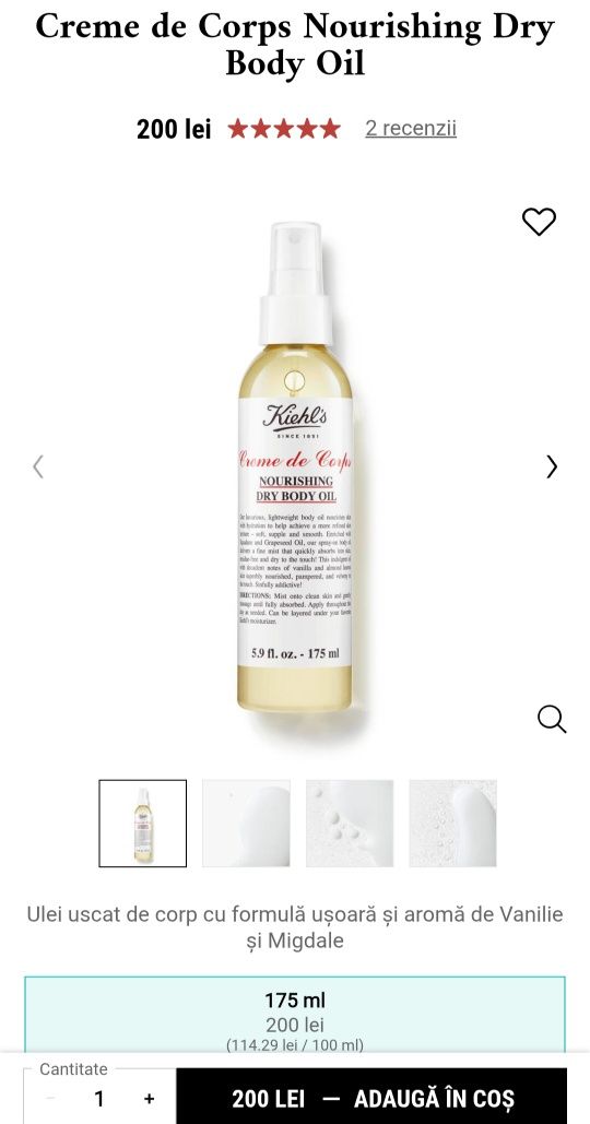 Set Kiehl's păr corp hidratare ulei cocos jojoba vanilie migdale cadou