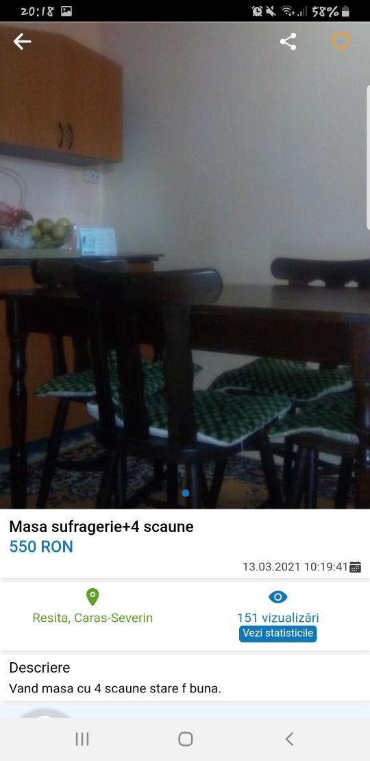 Masa cu scaune lemn