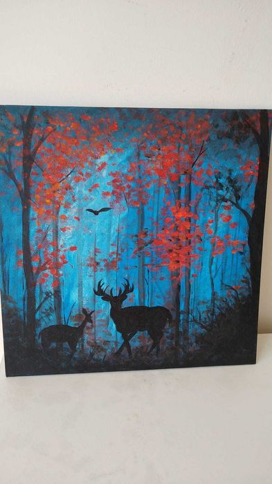 Tabloul pictat manual acrilic "The Grace of the Tropical Sunset38x45cm