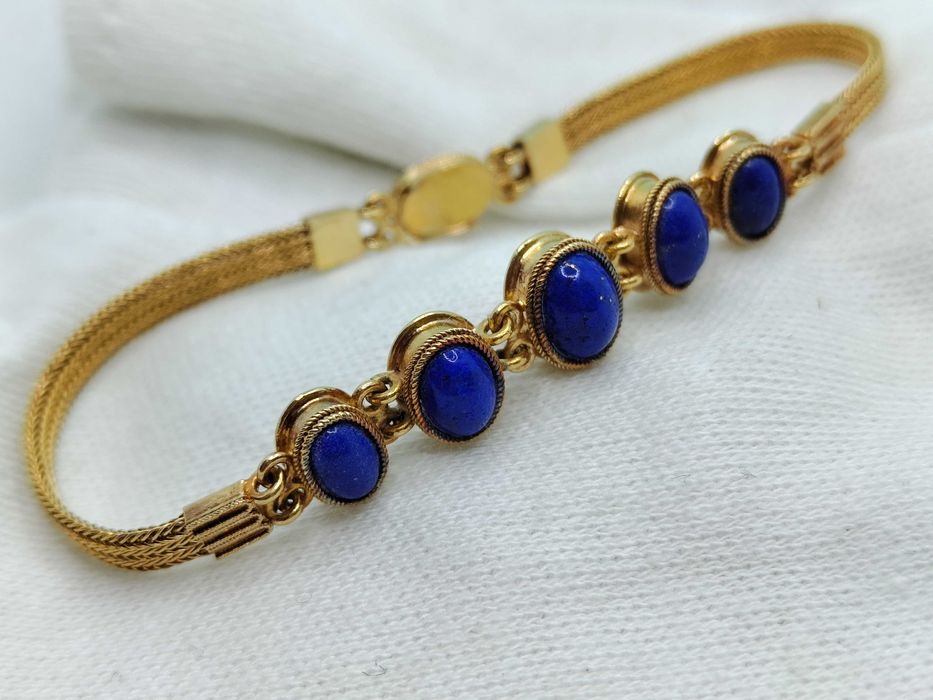 Bratara Regala Aur 18K Cu Lapis Lazuli Unicat