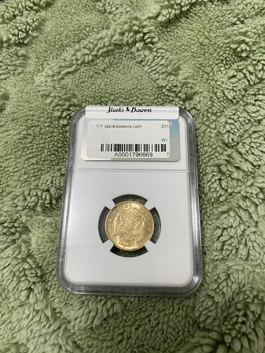 20 lei 1890 gradata MS61, Carol I cu pedigree, aur