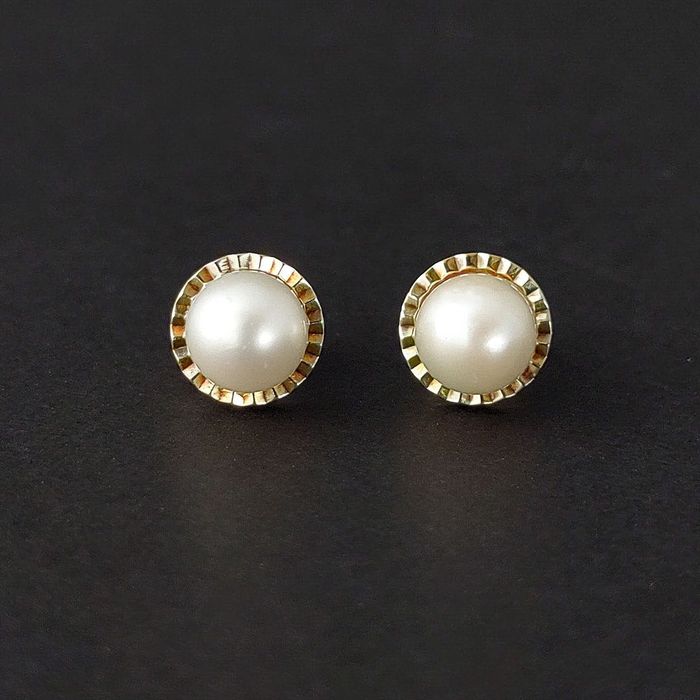 cercei vintage, aur 14k, perle Akoya, certificat