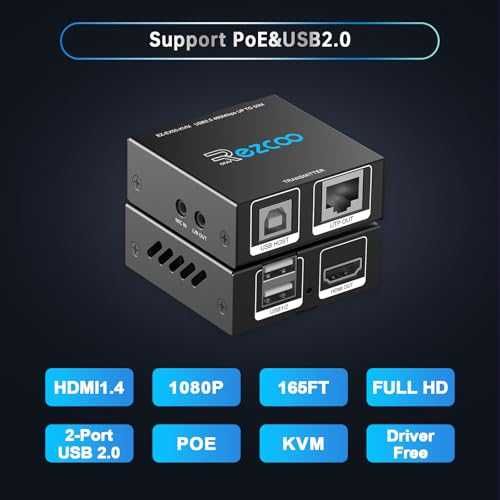 Нов HDMI USB Cat6 KVM Удължител 1080P 60Hz, 50м, HDR, PoE, Без Лаг